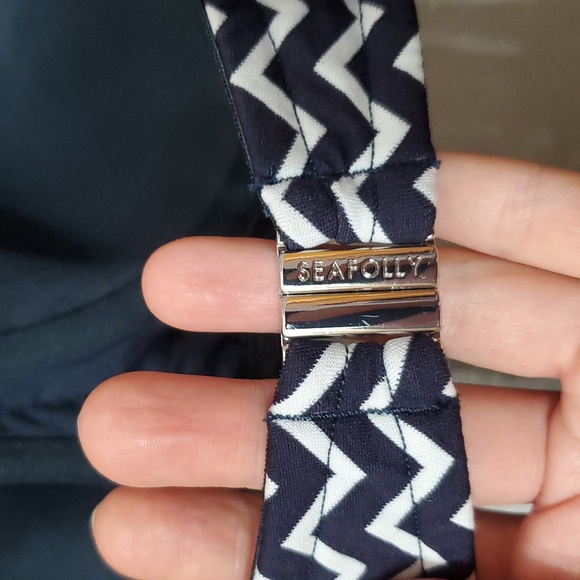 NWOT Seafolly Sienna Bustier Bandeau Bikini Top. True Navy, White. 10 US. - Picture 4 of 10